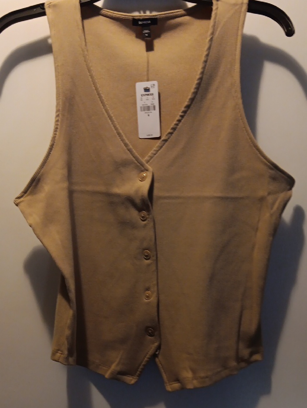 Express Beige Button-Front Knit Tank